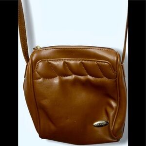 Liz Claiborne Tan Square Faux Leather Crossbody Shoulderbag Pocketbook Purse